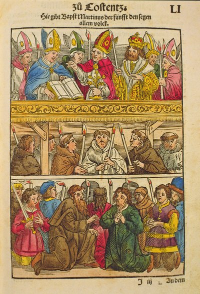 Martino V è eletto Papa e benedice il popolo al Concilio di Costanza, 1417, da 